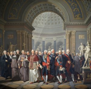 Gustave III da Suécia (1746-1792) com o Papa Pio VI (Gianangel, Conde Braschi de Benigne Gagneraux
