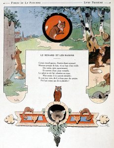 A Raposa e as Uvas, ilustração de "Fábulas" de Jean de la Fontaine