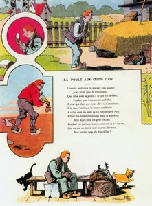 A galinha dos ovos de ouro, ilustração de "Fábulas" de Jean de la Fontaine