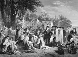 Tratado de William Penn com os índios, gravado por W. French (litho)