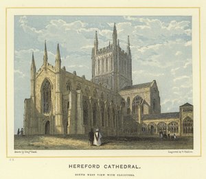 Catedral de Hereford, vista a sudoeste com claustros de Benjamin Baud