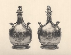 Par de Frascos de Peregrino William III, c.1690 (dourado prateado) de Benjamin Bradford
