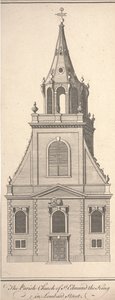 Igreja Paroquial de S. Edmundo Rei na Rua Lombard, c.1750 (gravura)