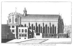 A perspectiva do sudeste da igreja do templo, c1737