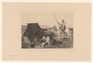 Paisagem com tenda e cavaleiro Gravuras de vários gravadores de 1877 (título da série) L