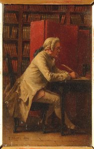 Georges Louis Leclerc, comte de Buffon - Retrato do naturalista Georges-Louis Leclerc, Comte de Buffon (1707-1788), de Fichel, Benjamin Eugene (1826-1895). Óleo sobre madeira