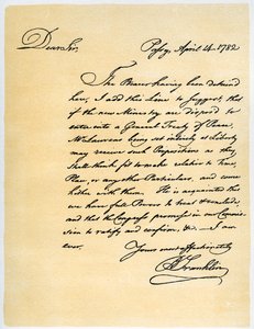 Carta de Benjamin Franklin a David Hartley MP, 14 de abril de 1782.