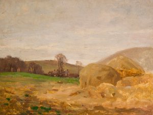 Paisagem com montes de feno