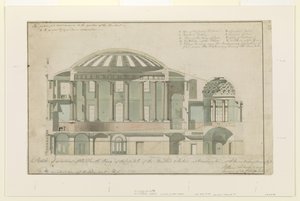 Seção de US Capitol South Wing, 1803 (caneta e tinta com lavagem no papel)