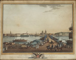 A ponte de câmbio na ilha Vasilievsky, 1799
