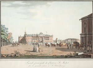 Vista do Palácio Michael e da Praça Connetable em São Petersburgo, 1800