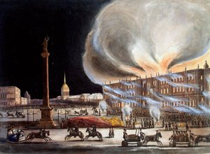 Incêndio no Palácio de Inverno em dezembro de 1837, 1838. de Benjamin Richard Green