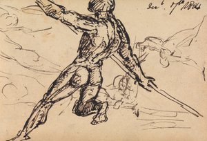 Estudos Figurais de um Macho Nu com Lança de Benjamin Robert Haydon