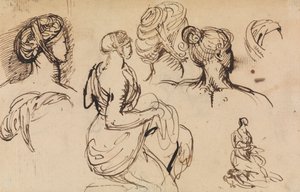 Estudo das figuras das mulheres e dos seus penteados de Benjamin Robert Haydon