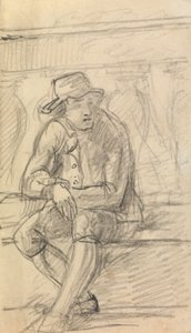 Estudo da figura de um jovem, com um chapéu, sentado no exterior de Benjamin Robert Haydon