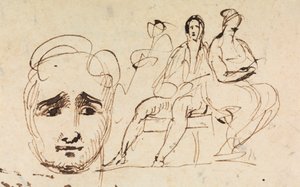 Esboço de retrato e figuras sentadas de Benjamin Robert Haydon