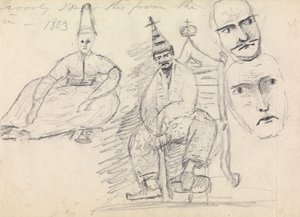 Estudo de Dois Homens Sentados no seu Traje Tradicional de Benjamin Robert Haydon