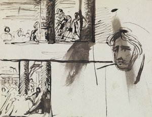 Estudo de um grupo de figuras e um estudo da cabeça de um homem de Benjamin Robert Haydon