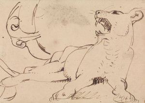 Estudo de uma Lioness de Benjamin Robert Haydon