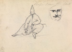 Estudo de um homem sentado, usando um chapéu pontiagudo de Benjamin Robert Haydon