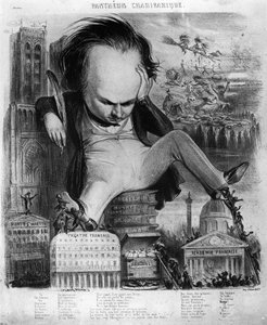 Caricatura de Victor Hugo (1802-85) de &39;Le Pantheon Charivarique&39;, século XIX
