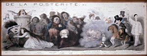 Le grand chemin de la posterity: representação da tragédia e da comédia (Dorval, etc...) - Litografia de Benjamin Roubaud, Maison de Balzac, Paris