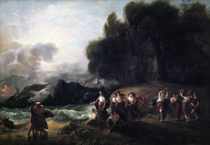 Recepção Calypsos de Telêmaco e Mentor, 1801. de Benjamin West