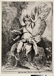 Espécimes de Poliautografia: O Anjo no Túmulo de Cristo de Benjamin West