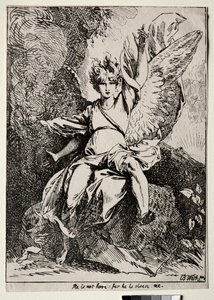 Espécimes de Poliautografia: O Anjo no Túmulo de Cristo, 1801. de Benjamin West