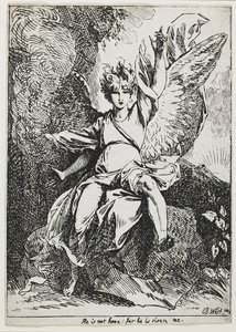 O Anjo da Ressurreição , de "Espécimes de Poliautografia". de Benjamin West