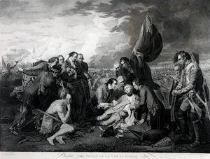A morte do general Wolfe (1727-1759), 1759, gravada por Augustin Legrand (gravura) (foto do bundw) (ver também 105409, 124902 e 153197) de Benjamin West