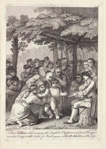 Os índios entregando os prisioneiros ingleses ao coronel Bouquet perto de seu acampamento nas Forks de Muskingham, na América do Norte, em novembro de 1764 de Benjamin West