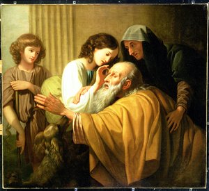 Tobias curando a cegueira de seu pai, 1772 de Benjamin West