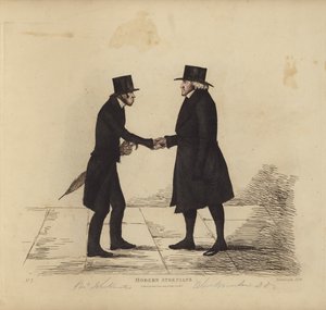 Eminentes Edimburgo, também conhecidos como Atenienses Modernos, Rev. John Hunter, MA, da Igreja Tron, Rev. Dr. Brunton, seu colega, Professor de Hebraico, etc (gravura a cores) de Benjamin William Crombie