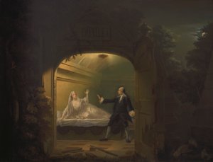 David Garrick e George Anne Bellamy em "Romeu e Julieta", Acto V, Cena III de Benjamin Wilson