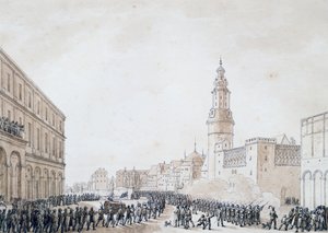 Funeral de oficial francês em Weimar, Outubro de 1806 (desenho) de Benjamin Zix