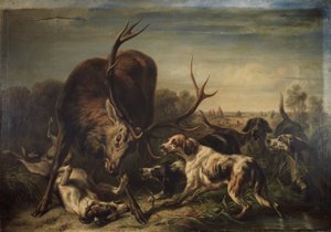 Cervos capturados por cães de Benno Raffael Adam