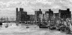 Castelo de Caernarfon, Gwynedd, país de Gales, século XIX.