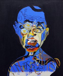 50 Grandes Escritores da História: James Ellroy, 2015 (óleo e acrílico sobre tela) de Benoit Erwann Boucherot