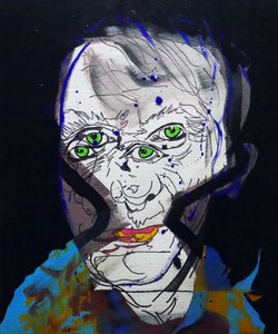 50 Grandes Escritores da História: Michel Houellebecq, 2015 (óleo e acrílico sobre tela) de Benoit Erwann Boucherot