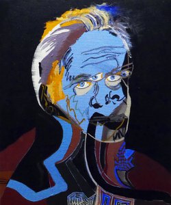 50 Grandes Escritores da História : Patrick Modiano, 2015 (óleo e acrílico sobre tela) de Benoit Erwann Boucherot