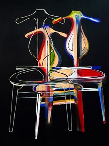Chaise valet segundo Hans J. Wegner, 2021 (óleo e acrílico sobre tela mista)