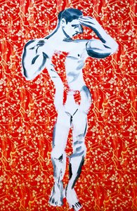 Masculin 1, 2020 (acrílico sobre papel japonês serigrafado) de Benoit Erwann Boucherot