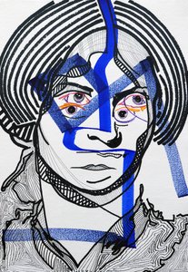 Surportrait : Charlotte Brontë, 2019 (acrílico sobre papel) de Benoit Erwann Boucherot
