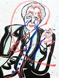 Surportrait : Frank Lloyd Wright, 2022 (acrílico sobre papel) de Benoit Erwann Boucherot