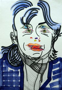 Surportrait : Fred Vargas, 2019 (acrílico sobre papel) de Benoit Erwann Boucherot