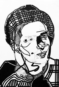 Surportrait: Simone de Beauvoir, 2019 (acrílico sobre papel) de Benoit Erwann Boucherot
