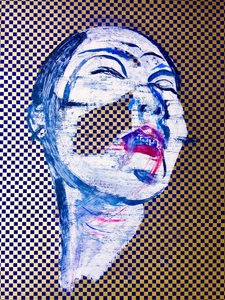 sobre-retrato, 2022 (acrílico sobre papel) de Benoit Erwann Boucherot