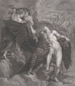 Ganimedes, apoiado em uma águia, recebendo a taça de Hebe, 1786 de Benoit Louis Henriquez