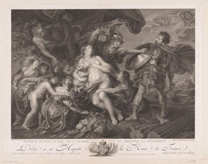 Minerva beschermt de Vruchtbaarheid tegen March Minerva dispensa o deus da guerra e protege a fertilidade (título no objeto) de Benoit Louis Henriquez